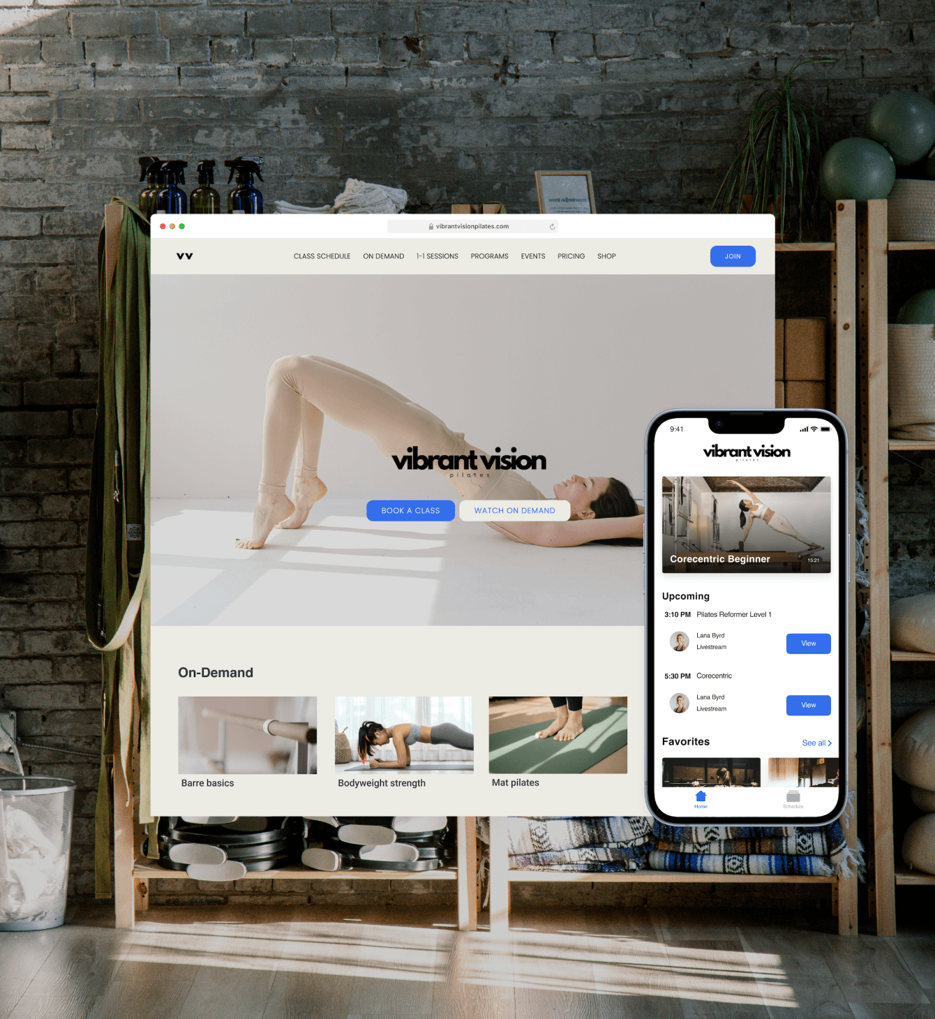 Mockup up of branded app and branded website